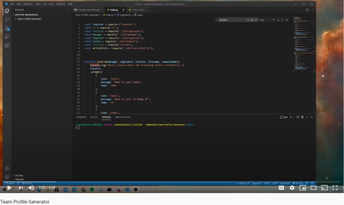 Team Profile Generator Image